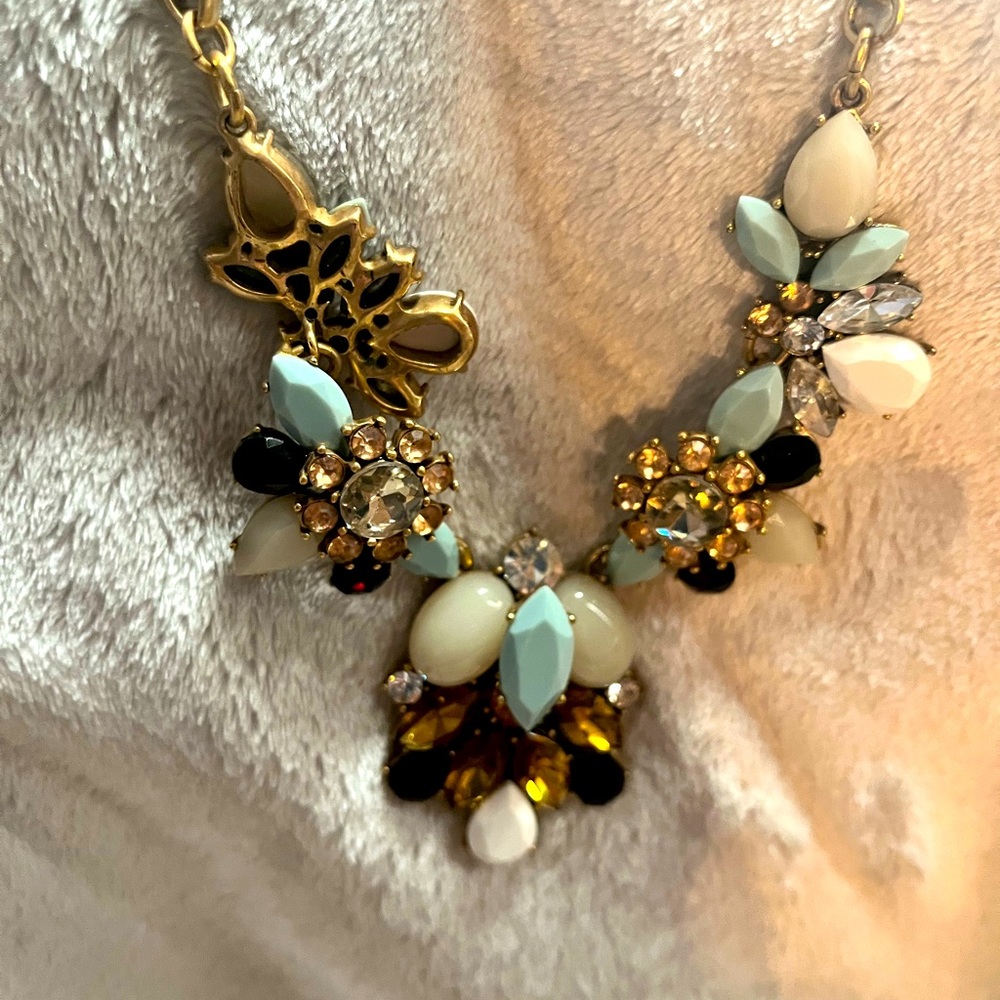 J Crew statement chunky necklace gold tone